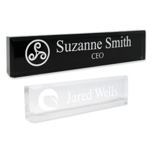 Acrylic Block Name Plate with Logo & Text