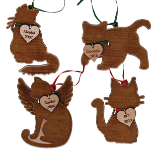 Personalize Wooden Cat Ornaments Pick from 5 Different Types