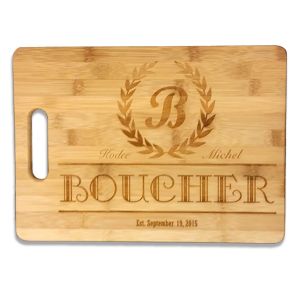 Laser Engraved Bamboo Cutting Board W/Handle  13.75" x 9.75"