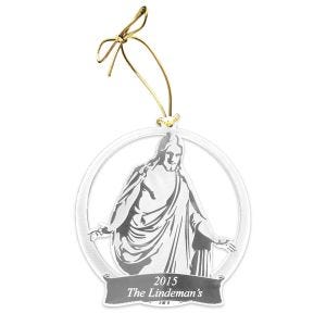 Personalized LDS Clear Acrylic Christus Statue Ornaments