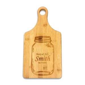 Custom Engraved Bamboo Paddle Cutting Board 13 1/2" x 7"