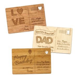 Personalized Wooden Postcards for Birthdays, Holidays, and Annviersaries