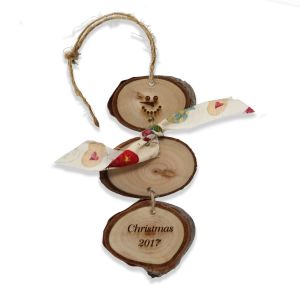 Wooden branches snowman Christmas ornament with twine fastener